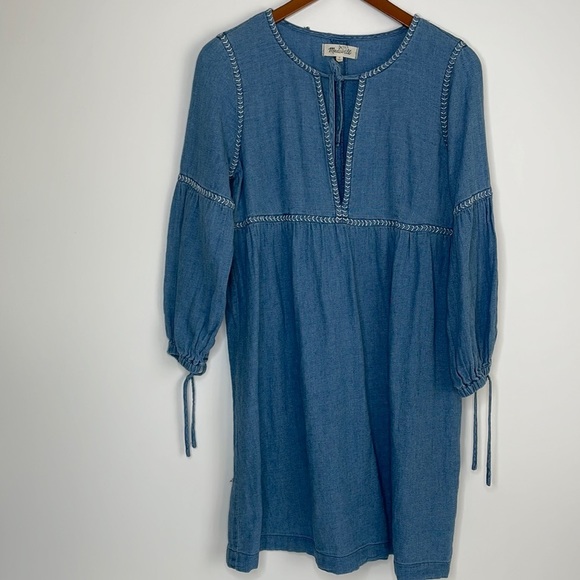 Madewell Indigo Peasant Dress Small - Picture 2 of 13